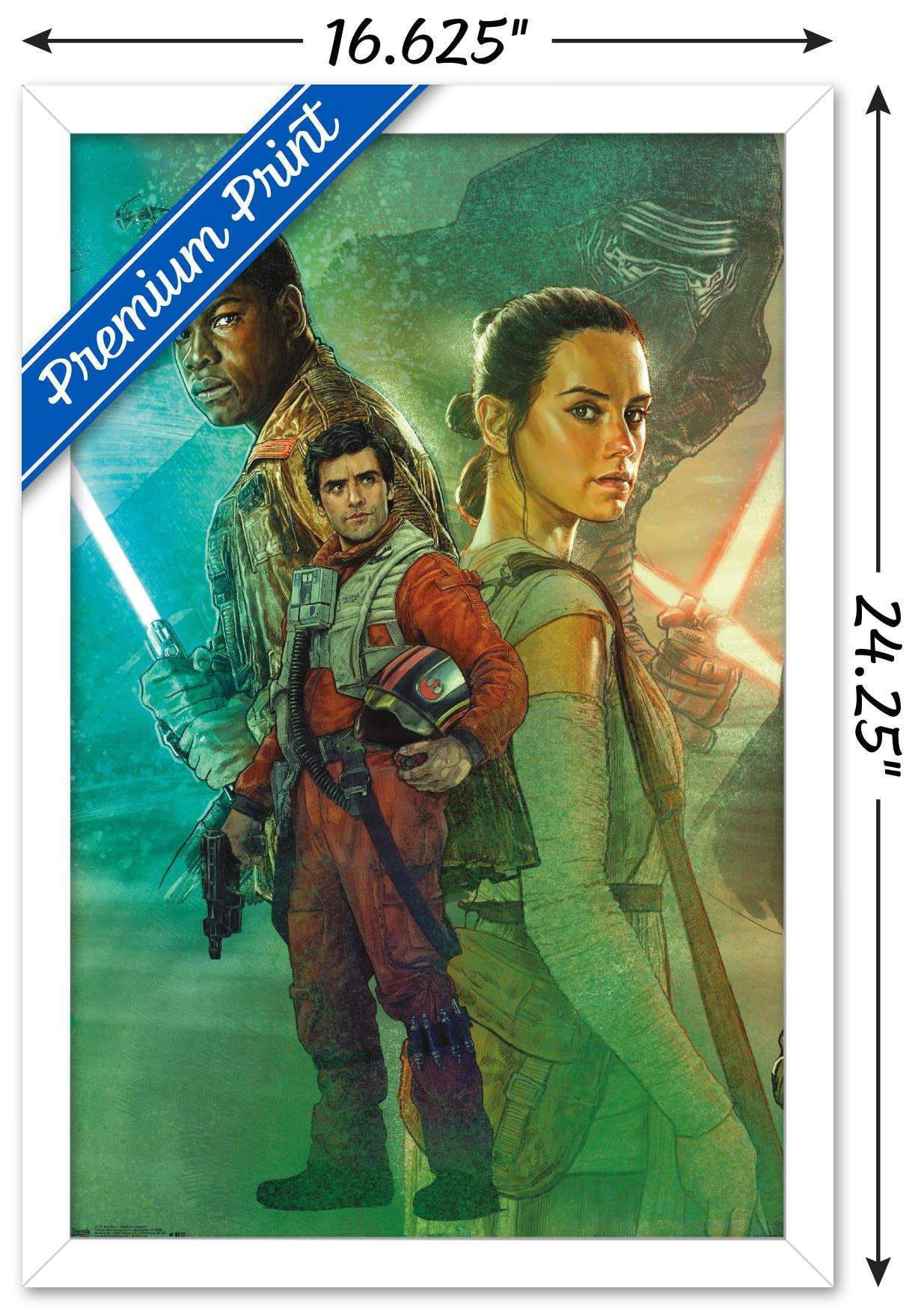 Star Wars: The Force Awakens - Celebration Mural Wall Poster, 14.725" x 22.375", Framed
