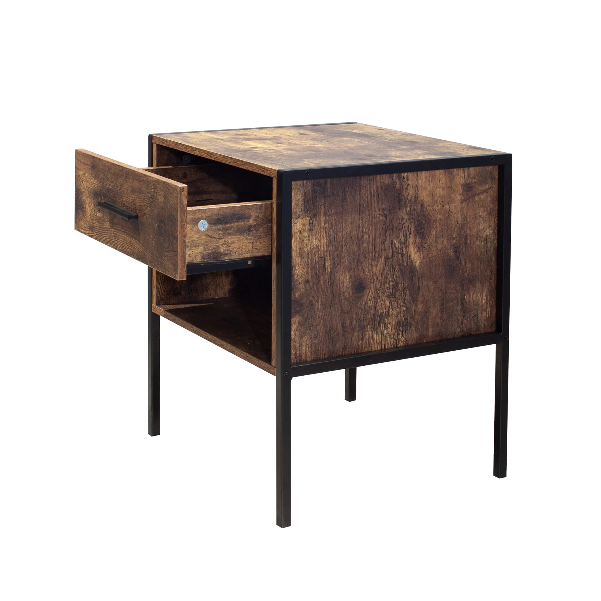 Kepooman Set of 2 Wooden Storage Cabinet, Farmhouse Nightstand Side End Table for Bedroom Living Room,Brown Kepooman Set of 2 Wooden Storage Cabinet, Farmhouse Nightstand Side End Table for Bedroom Living Room,Brown