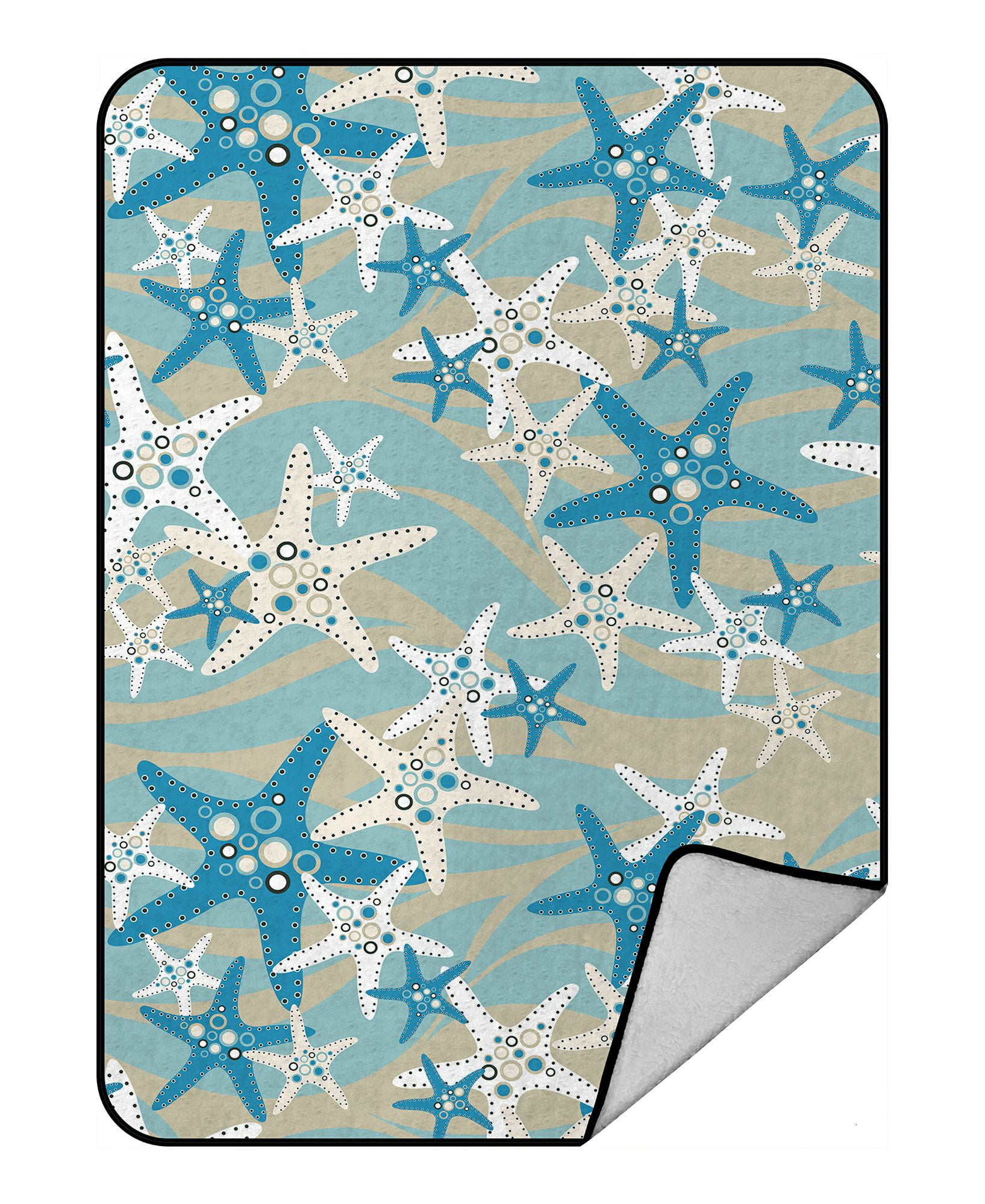 ZKGK Starfish on the Beach Blanket Crystal Velvet Front and Lambswool