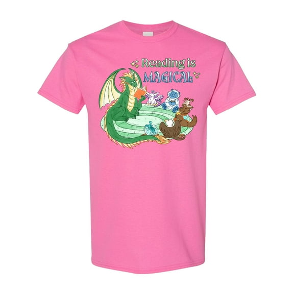 Inktastic Reading is Magical Dragon Green Dragon with Book T-Shirt