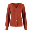thumbnail image 4 of Fshiont Women's Chunky Knit Open Front Sweater Long Sleeve Button Loose Short Cardigan Outerwear Coats Camel M, 4 of 8