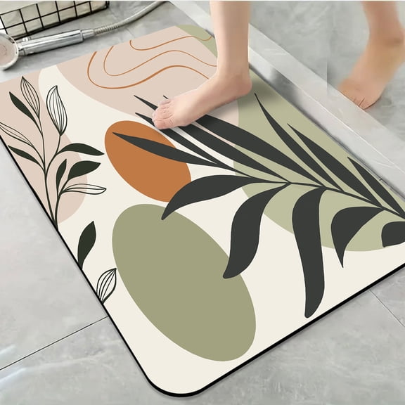 1pc Abstract Foliage Shape Bathroom Rug Bathroom Decor and Accessories- Durable,Anti Slip,And Quick Drying,Suitable For Indoor/outdoor Use - Perfect For Bathrooms,Bedrooms,Kitchens