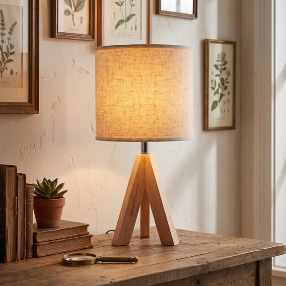 DAYBETTER Table Lamp for Bedroom, Bedside Table Lamps with 3 Color Temperatures, Bulb Included, Wooden Night Lamp for Living Room, Office, Bedroom