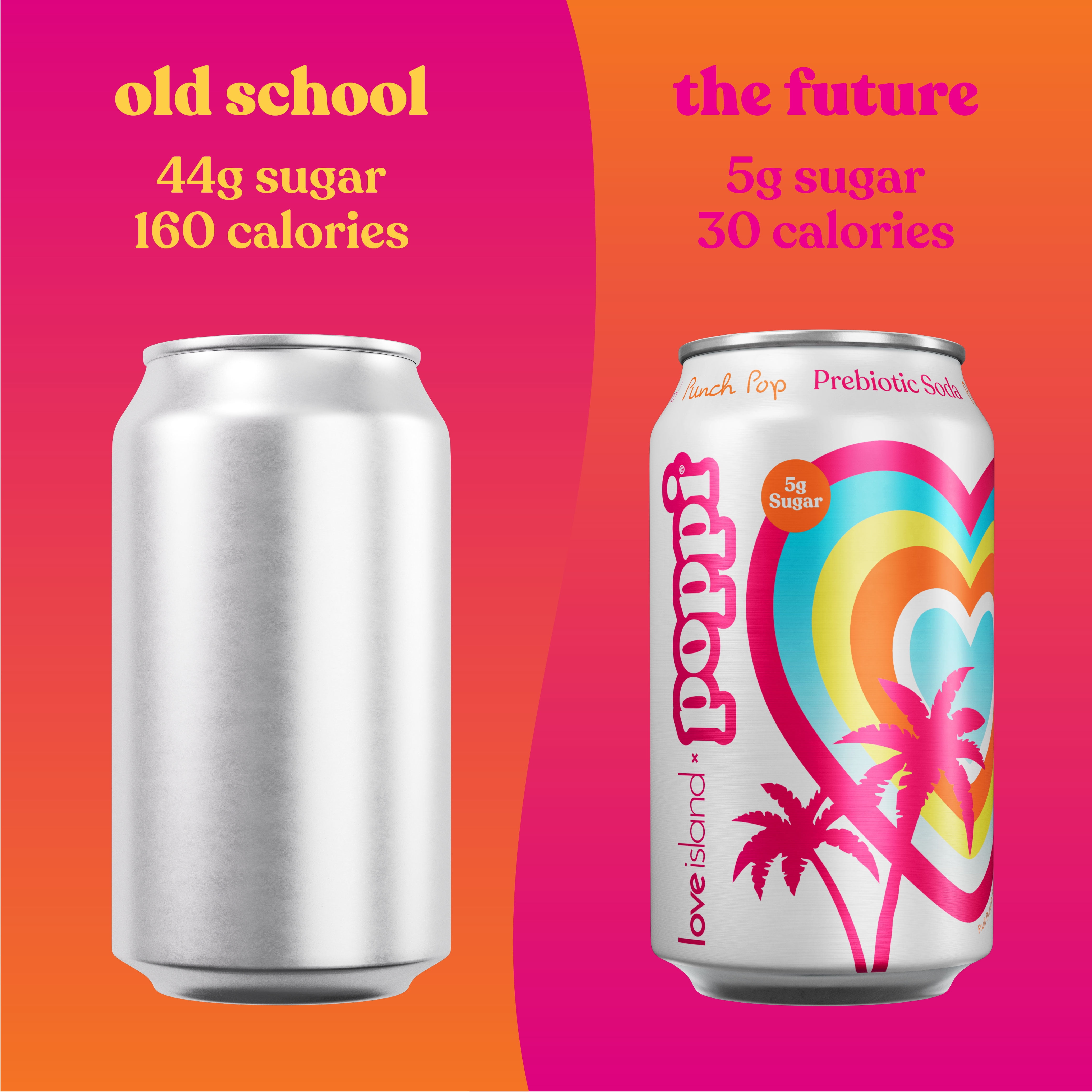 poppi Prebiotic Soda, Punch Pop, 12 oz Cans, 12 Pack, Low Sugar