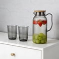thumbnail image 5 of Bxaolu 1 Pack Plastic Pitcher 33.8 Oz, Clear Pitcher with Lid, 1 Liter Water Jug for Fridge, BPA-Free, Ice Tea Pitchers for Juice, Sangria, Lemonade, Milk, Coffee, Cold or Hot Beverages, 5 of 7