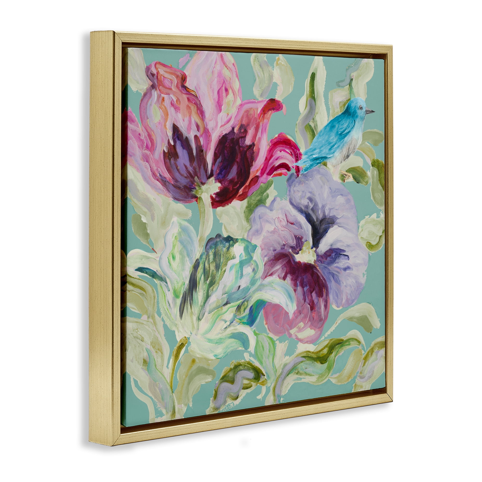 Stupell Industries Lyrical Garden Strokes Gold Framed Floater Canvas Wall Art, design by Lanie Loreth