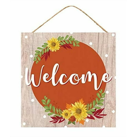 Craig Bachman, 10" Wooden Sign: Pumpkin Welcome Fall - Thanksgiving Autumn Wood Wall Door Hanger Sign