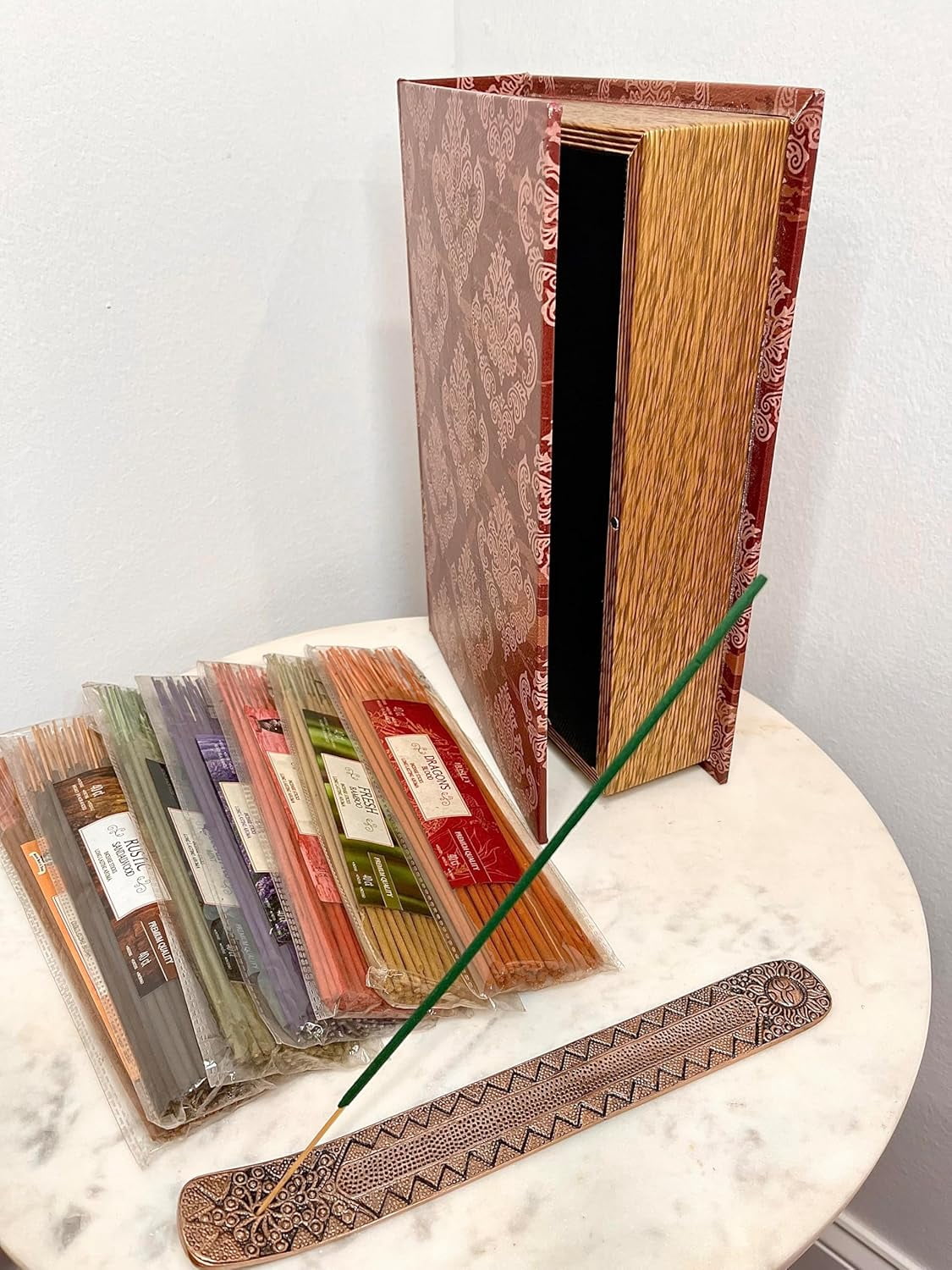 Hosley Incense Stick Gift Set with Incense Sticks & Incense Stick Holder, Red, 280 Count