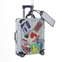 Kurt Adler Gray and Red Travel Luggage Christmas Ornament