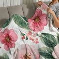 thumbnail image 4 of PRATYUS Flowers Leaves Watercolor Painting Flannel Blanket Cozy Gift 40x50in, 4 of 7