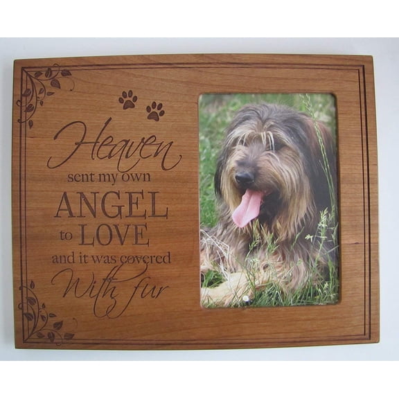 Wooden Memorial 8x10 Picture Frame for Pet holds 4x6 photo Heaven Sent My Own Angel
