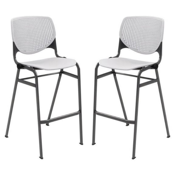 Home Square Plastic Stack Barstool in Light Gray - Set of 2