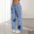 thumbnail image 5 of BOOMNY Girls Baggy Jeans Wide Leg Jeans for Girl Trendy Star Embroidery Elastic Waist Lightweight Loose Fit Soft Denim Pants With Pocket, 5 of 5