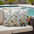 thumbnail image 4 of Watercolor Botanical Floral Outdoor Waterproof Pillow Covers, Farmhouse Garden Decorative Square Throw Pillowcase Sofa Cushion Sham for Patio/Couch/Chair, 16"x16" 2 Pack, 4 of 8