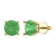 thumbnail image 2 of 4 Ct Round Cut Studs Green Crystal 18K Yellow Solid Gold Everyday Dainty Earrings Screw Back, 2 of 7