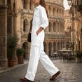 thumbnail image 5 of Utility Jumpsuit Button down Wide Leg Cargo Pockets Collared Utility Jumpsuit Long Sleeve High Waist Pleated Casual Wide Leg Overalls with Pockets, 5 of 7