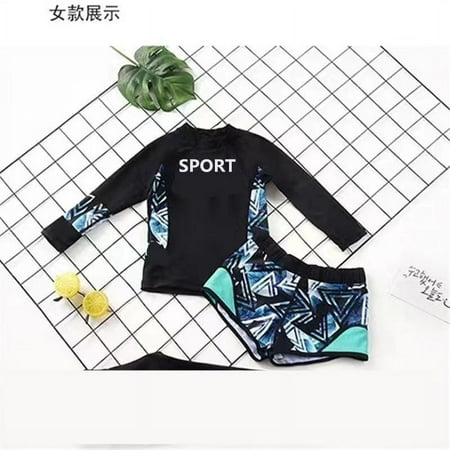 

New Children‘s Swimsuit Boys and Girls Split Three-Piece Trousers Long-Sleeved Conservative Sun Protection Sports Swimsuit 4-18 Years Old
