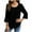 Black, variant on Womens Blouse Dressy Casual Ruffle 3/4 Sleeve Tops Summer Lightweight Curved Hem Textured Tunic Shirts