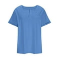 thumbnail image 6 of Povozer Women V Neck T Shirts Casual Summer Tops Tees Loose Fit Tunics with Pocket(Dark Blue,L), 6 of 6