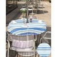 thumbnail image 4 of Outdoor Tablecloth with Umbrella Hole and Zipper Stripes Round Outdoor Tablecloths 60 Inch Waterproof Outside Table Cloths Blue Line Patio Table Cloth Cover for Outdoor Tables Picnic Garden Party, 4 of 6