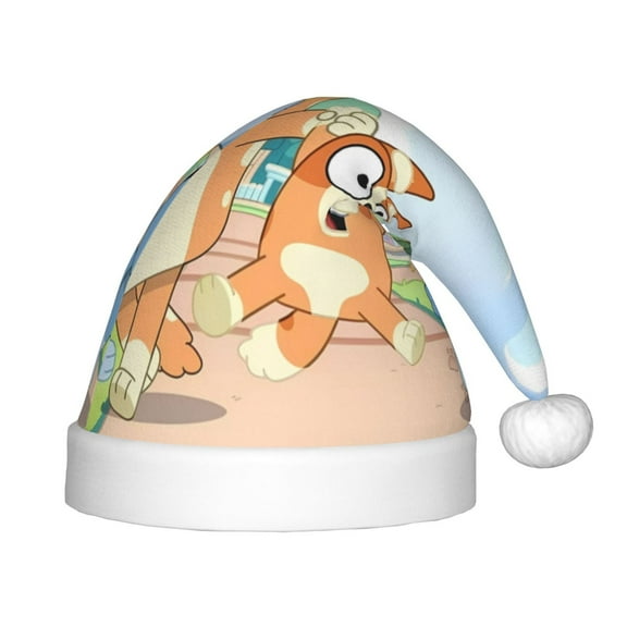 Saiise Bluey Christmas Hat,Santa Hat for Kids & Baby,Xmas Hat,Unisex Velvet Classic Santa Claus Hat for New Year Party