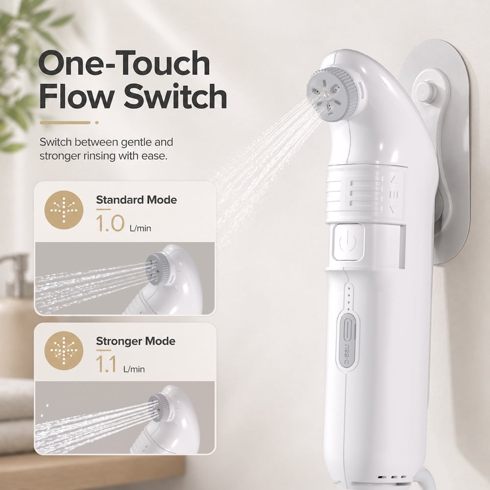 WOWER Electric Portable Bidet for Women Men Travel & Home with 2.5L Water Tank, 2 Pressure Water Flow Rechargeable Handheld Bidet Sprayer Waterproof Personal Hygiene Bidet for Postpartum, Camping, RV