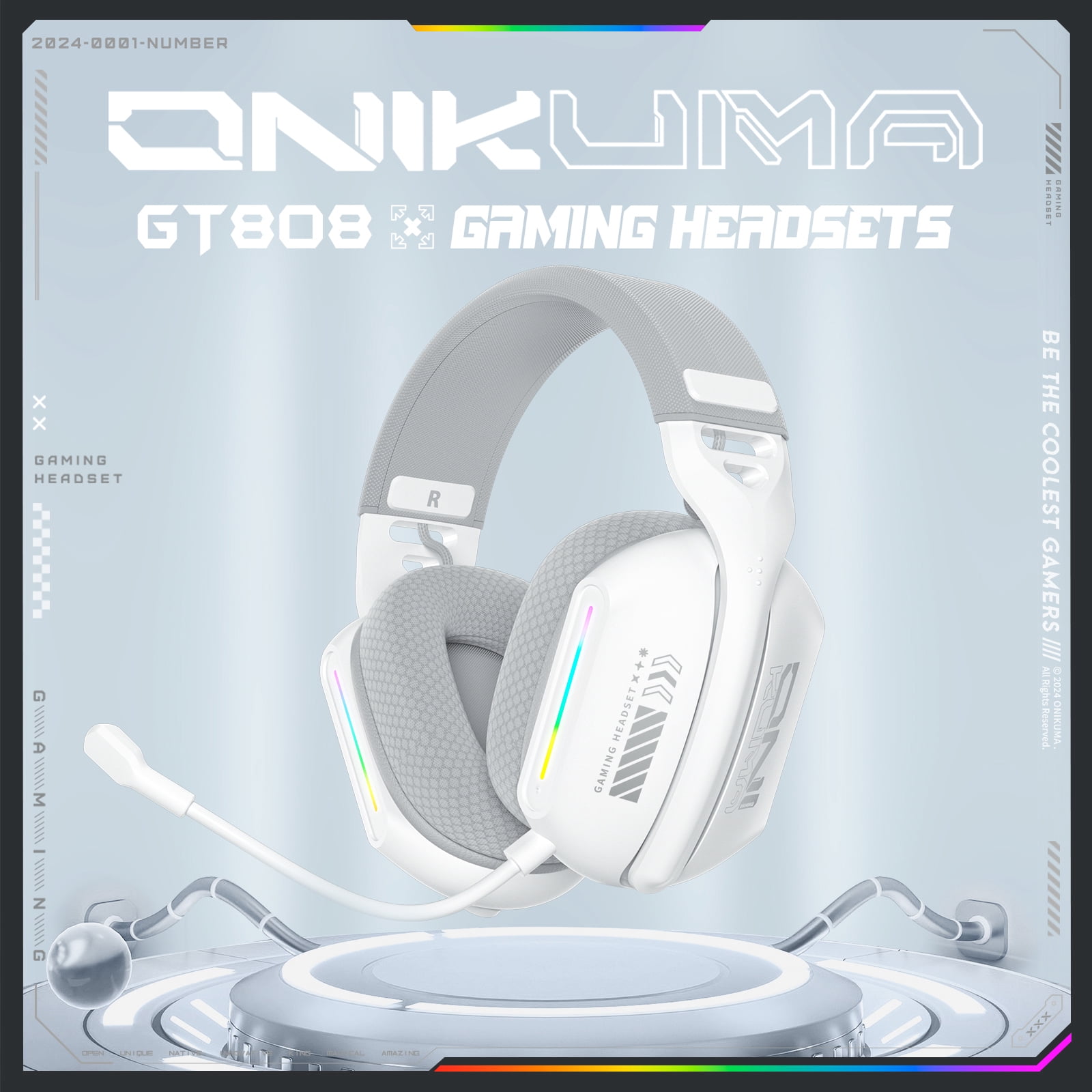 Siivton Wireless Gaming Headset – 2.4 GHz/Bluetooth 5.3 Gaming Headphone, 60H Playtime, Detachable Mic,for PS5/PS4,Xbox,Switch,Phone,Mac, PC(White)