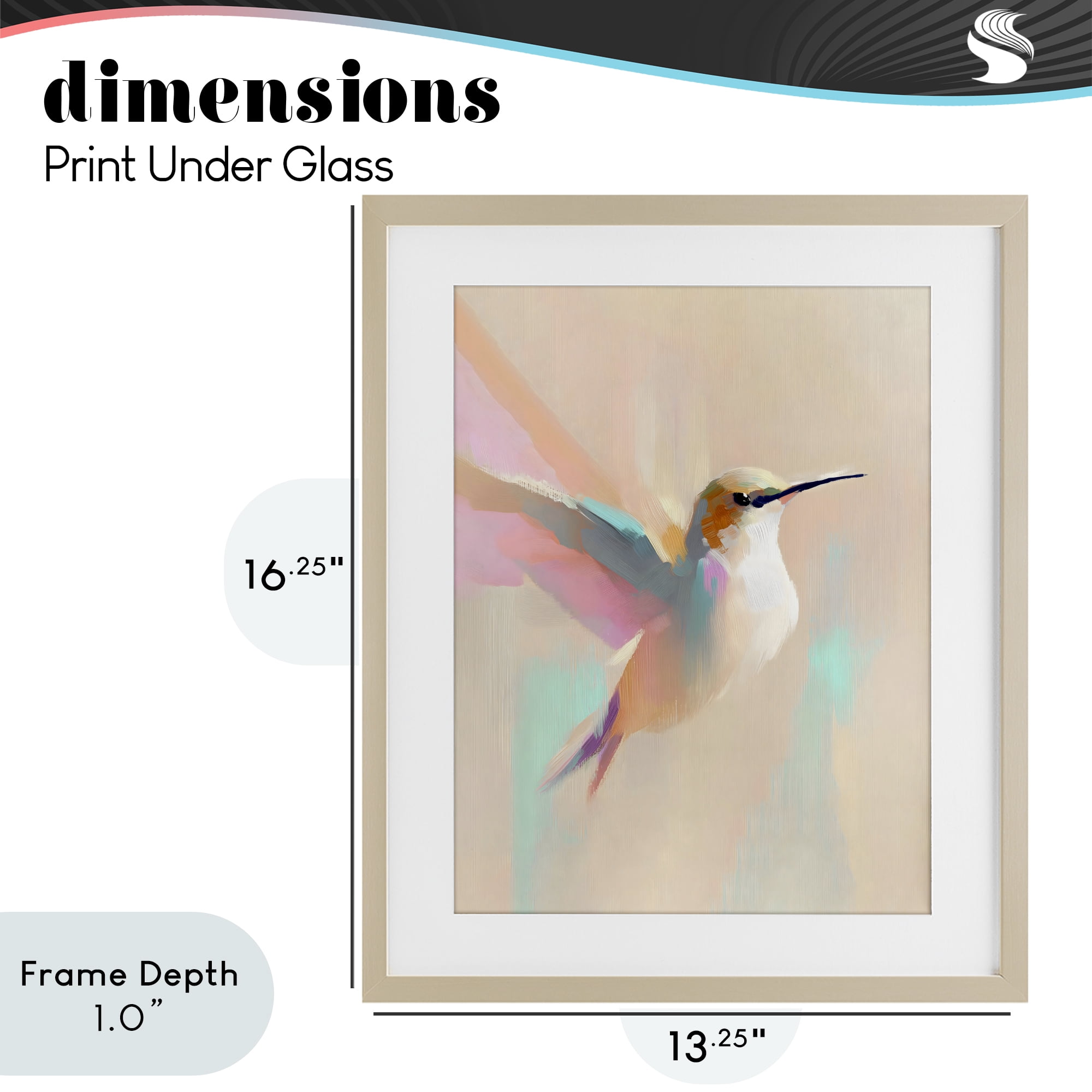 Stupell Industries Pastel Hummingbird in Flight Birch Framed Print Under Glass, design by The Prints Vibe