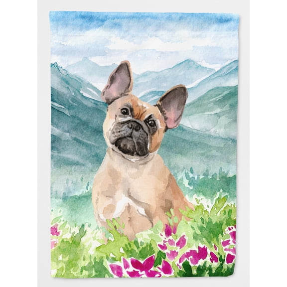 Mountian Flowers Fawn French Bulldog Flag Canvas House Size