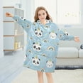 thumbnail image 5 of Dailycode Wearable Blanket Hoodie Oversized Sherpa Flannel Blankets with Pocket for 3-14 Year Old Cute Unicorn Panda, 5 of 7