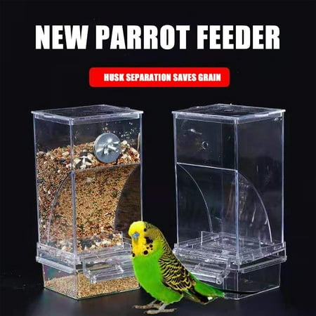 Automatic Bird Feeder, Mess-Free Bird Cage Feeder With Arc Slide Down Design For Parakeets Budgies Finches Canaries Cockatiels Small Conures, Leak-Proof Splash-Proof Filter Hole