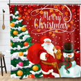 thumbnail image 2 of Waterproof Shower Curtain for Bathroom Accessories with Art Christmas Tree Printed Red Santa Claus Snowman Bath Curtain 72x72in, 2 of 7