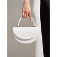 thumbnail image 2 of Women White Textured Half Moon Top Handle Handbag Elegant Evening Purse Wedding Party Bag, 2 of 7
