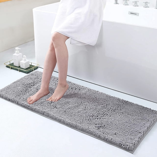 Alfombra de baño Smiry Luxury Chenille 120 x 43 cm, color gris