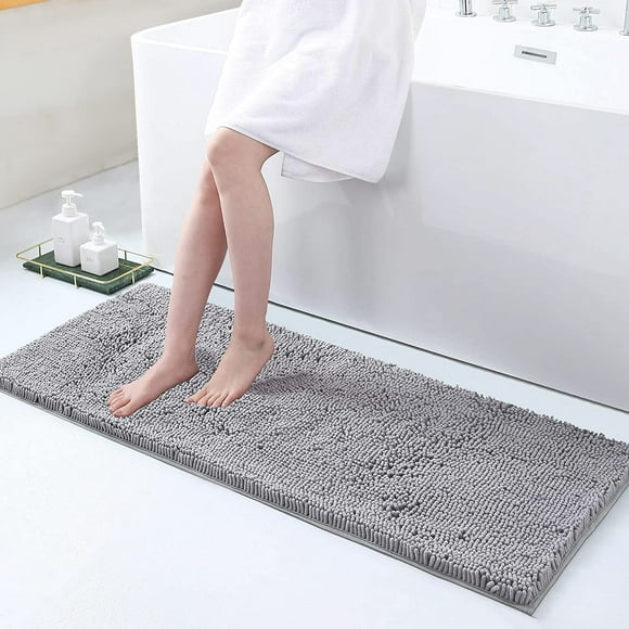 Alfombra de baño Smiry Luxury Chenille 120 x 43 cm, color gris