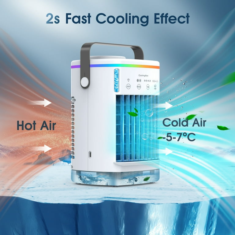 Charmelife MEILIO Personal Air Cooler, Evaporative Air Cooler, Portable Air  Conditioner with LCD Display. 600ML Desktop Air Conditioning Fan with