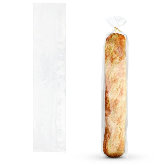 Clear Gusseted Poly Bags, 5.5 x 3 x 24 Inch. 1000 Pack Plastic Bread Bags for Homemade Bread. Waterproof 1 Mil Polyethylene Flat Bottom Bag. Tear-Resistant Clear Baggies with Open Top