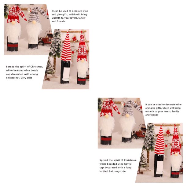 Inteprter 4 Uds. De cubiertas navideñas para botellas de vino, adorno de de felpa para botella de Papá Noel, decoración navideña 2piezas Inteprter CBP141854