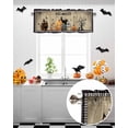thumbnail image 5 of Halloween Valances for Windows Pumpkin Cat Bat Window Curtain Rod Pocket Haunted House Cobweb Plaid Holiday Window Treatment Decor Valances for Kitchen Living Room Bedroom 42x12in, 5 of 7