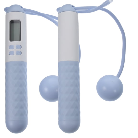 BESTYASH 1Pair Ropeless Jump Rope Weighted with Counter Sky Blue Sweat Proof Grip for Calorie Burning