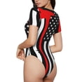 thumbnail image 3 of Balery Firefighters USA Flag Women's Short Sleevee Crew Neck Bodysuit Tops Short Sleeve Tops Basic-Large, 3 of 9