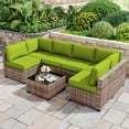 thumbnail image 6 of Kimunuk 14 Piece Outdoor Furniture Replacement Cushions, 5" Foam Foam High-Density, Fits 6-Seat Sectional Rattan Conversation Set, Patio Water-Resistant Sofa Cushions, Grass Green, 6 of 6