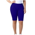 thumbnail image 6 of Nfurl Womens Plus Size Yoga Shorts High Waist Knee Length Leggings Stretchy Tummy Control Biker Shorts Fitted Summer Workout Gym Shorts Blue,XXL, 6 of 8