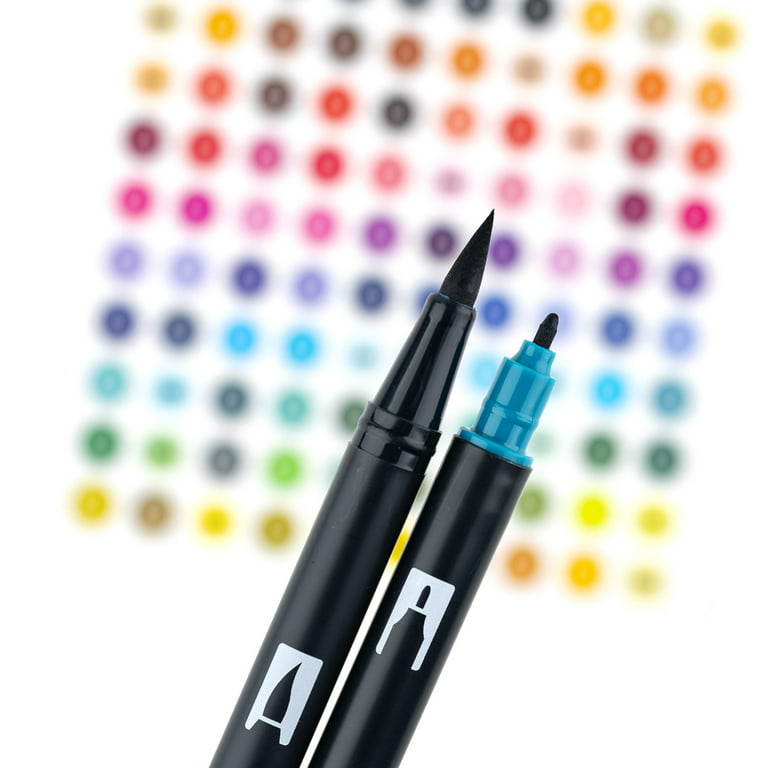 Dual Brush Pen Art Markers w/ Resilient Flexible Brush Tip Non Bleed Water  Based