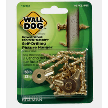 

Hillman WALL DOG Self-Drilling Drywall PICTURE HANGER 50 lb. 10 pk 122367