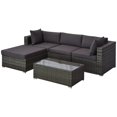 thumbnail image 2 of Resenkos 5-Piece Rattan Patio Sectional Set, Outdoor Sectional Furniture, PE Wicker Couch, Gray, 2 of 11