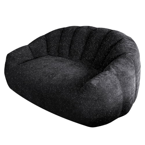 Bear Paw Sofa, Oversized Bean Bag Chair with Armrest, Shiny Silver Thread Faux Fur Plush, Filler Included, Ergonomic Comfy Seating for Living Room, Bedroom & Lounge, Black
