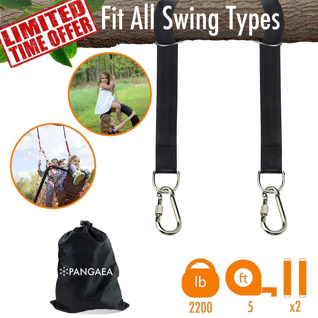 Tree Swing Hanger Straps Kit 5 Feet Long Holds 2200lb Durable Seat Belt Material 