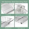 thumbnail image 3 of Dish Drying Rack in-Sink, 304 Stainless Steel Dish Drainer with Stainless Steel Silverware Holder Over Inside Sink-Adjustable 14.96" to 20.59" Maximium 13 Upright Dishes, 3 of 6