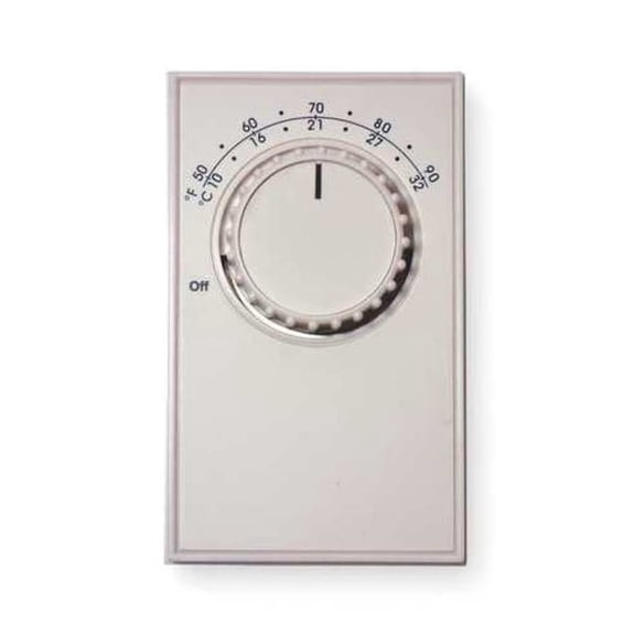 Dayton Line Volt NP Analog Tstat 1H,White,DPST 4PU48C